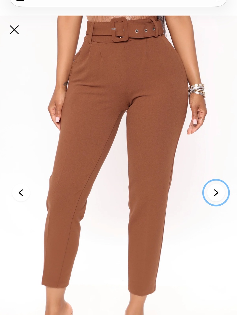 Fashion Nova High-Rise Cropped Tailored Pants - Brown